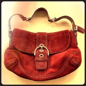 Maroon suede Coach bag